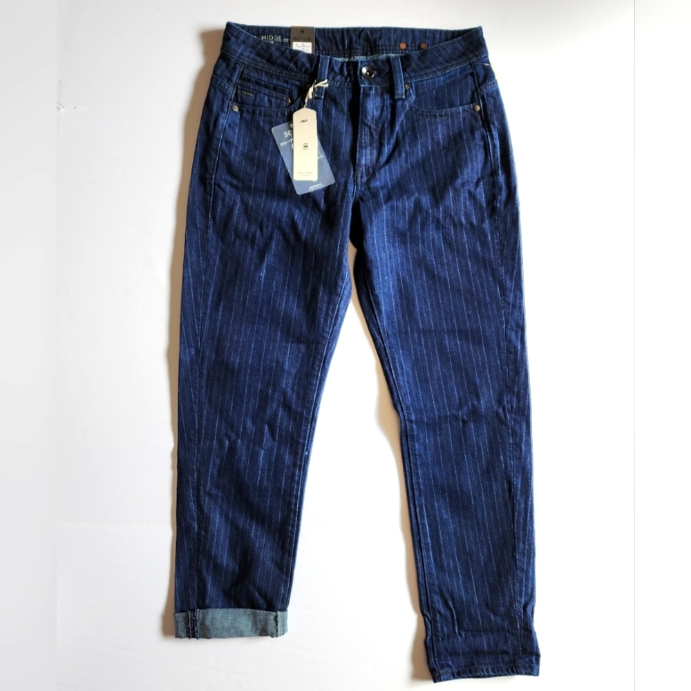 G-Star Striped Denim Midge Saddie Boyfriend Jeans